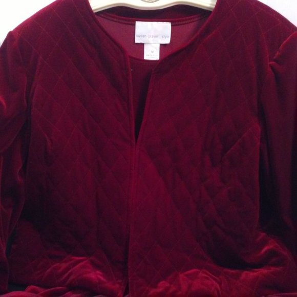 Dress Suit Susan Graver 2-peice Set Quilted Velvet Jacket Sheath Dress -M Wine - Picture 5 of 10